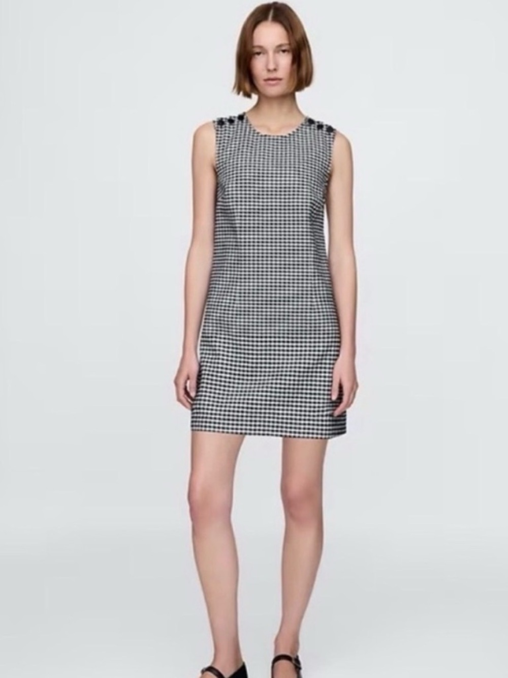 GAP DOEN Sleeveless Black and White Gingham Shift Dress